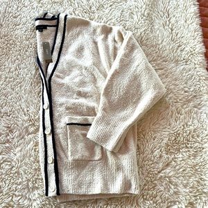 Cute and Cozy J. Crew XXL Cream and Navy Cardigan. NWT